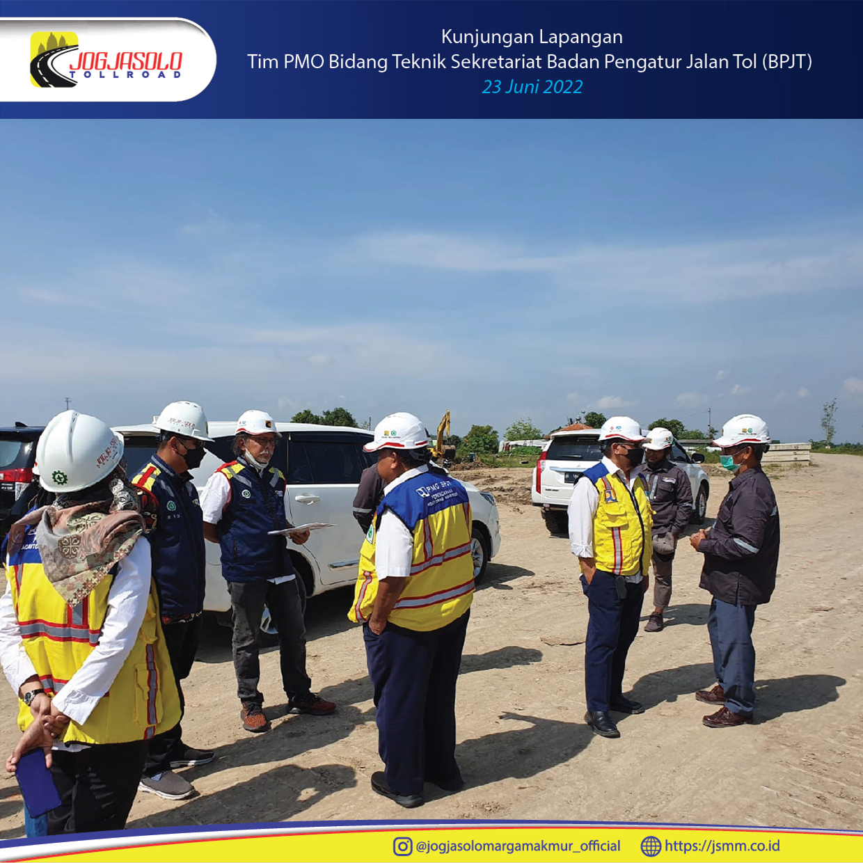 Rombonhan Tim PMO-BPJT melakukan peninjauan lapangan dan susur trase proyek Tol Solo-Yogjakarta-YIA Kulon Progo ke seksi 1