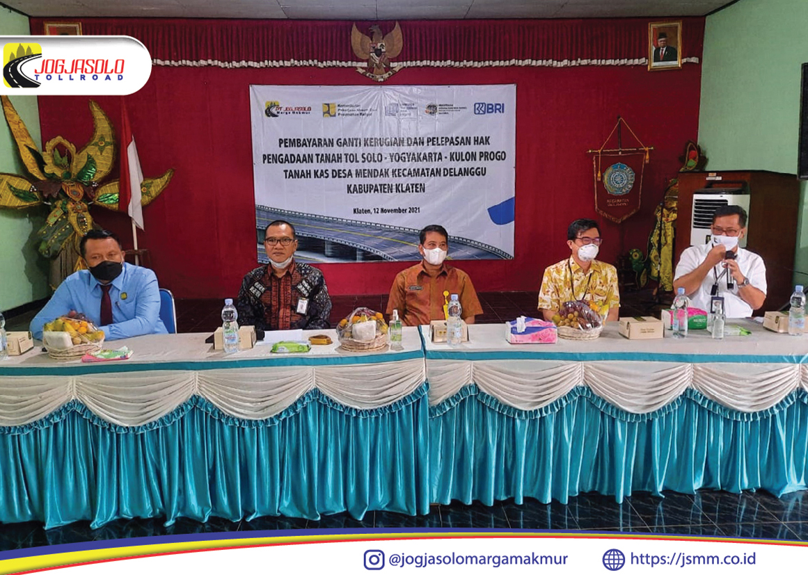 Berlokasi di aula Kantor Kecamatan Delanggu. Direktur Pengadaan dan Pendanaan Lahan Lembaga Manajemen Aset Negara (LMAN), Qoswara hadir pada Pembayaran UGK atas Tanah Kas Desa (TKD) Ds.Mendak–Delanggu –Kabupaten Klaten. Pembayaran UGK ini diberikan untuk TKD Ds. Mendak sebanyak 5 bidang seluas 5.982 m2 dengan total nilai penggantian sebesar 3.5 M.